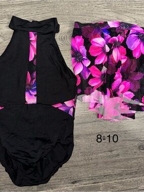 Black Dance Leotard with Pink & Purple Floral Skirt